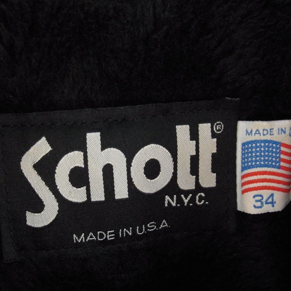 schott ショット 641E USA製 ボアライナー付属 シングル ライダース レザージャケット ブラック系 34【中古】
