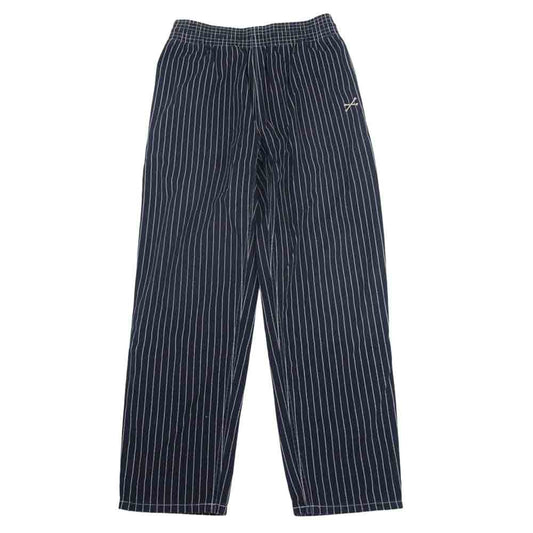 VANSON バンソン ウォバッシュ ストライプ クロスボーン刺繍 ウエストゴム イージー パンツ ネイビー系 M【中古】