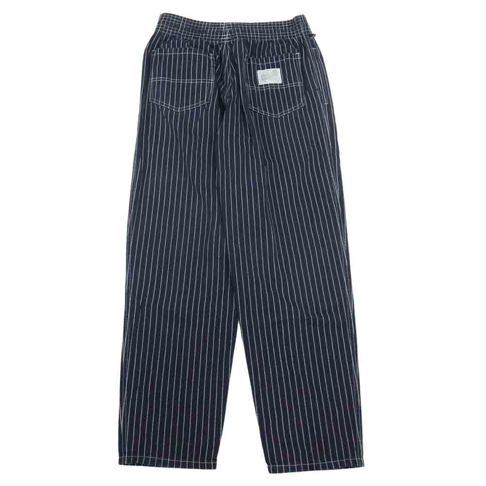 VANSON バンソン ウォバッシュ ストライプ クロスボーン刺繍 ウエストゴム イージー パンツ ネイビー系 M【中古】