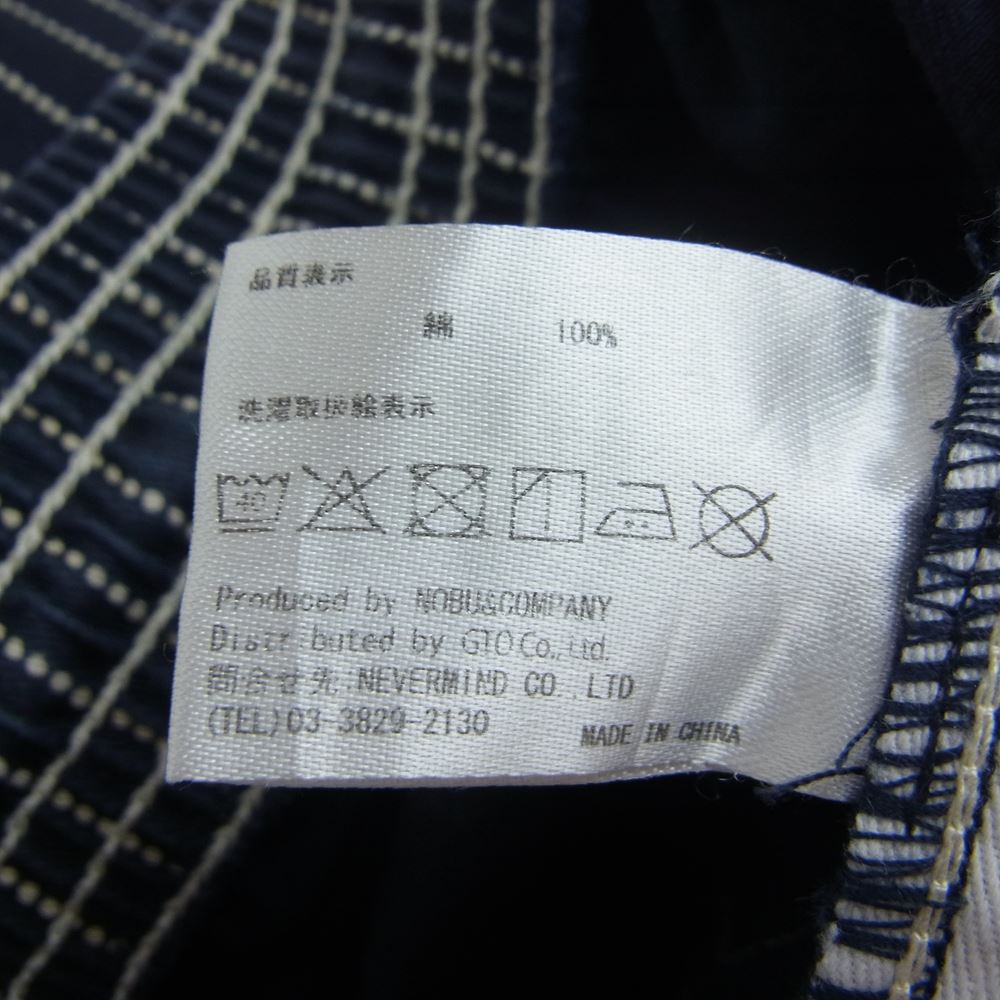 VANSON バンソン ウォバッシュ ストライプ クロスボーン刺繍 ウエストゴム イージー パンツ ネイビー系 M【中古】