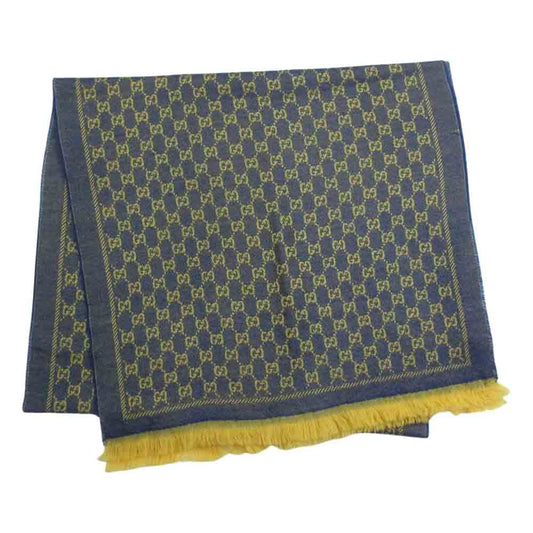 GUCCI グッチ GGジャガード ロゴ ストール パープル系 ネイビー系【中古】