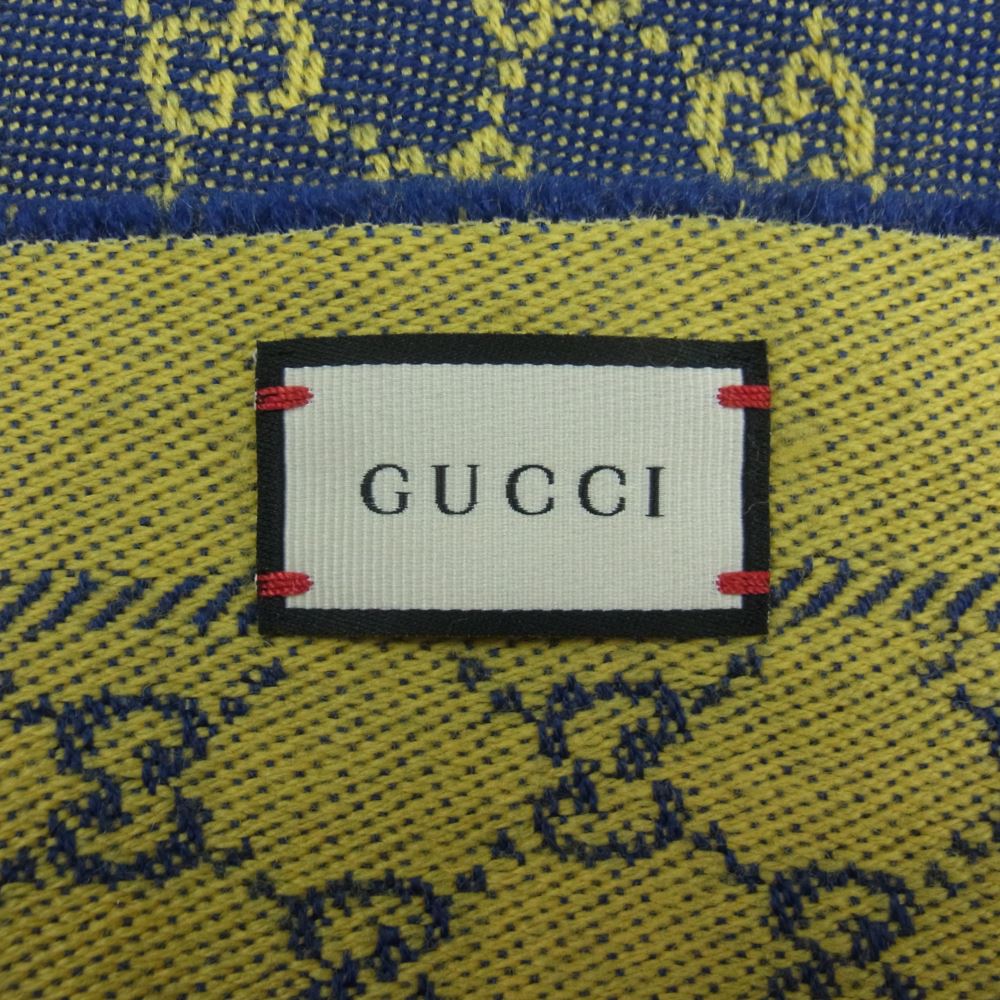 GUCCI グッチ GGジャガード ロゴ ストール パープル系 ネイビー系【中古】