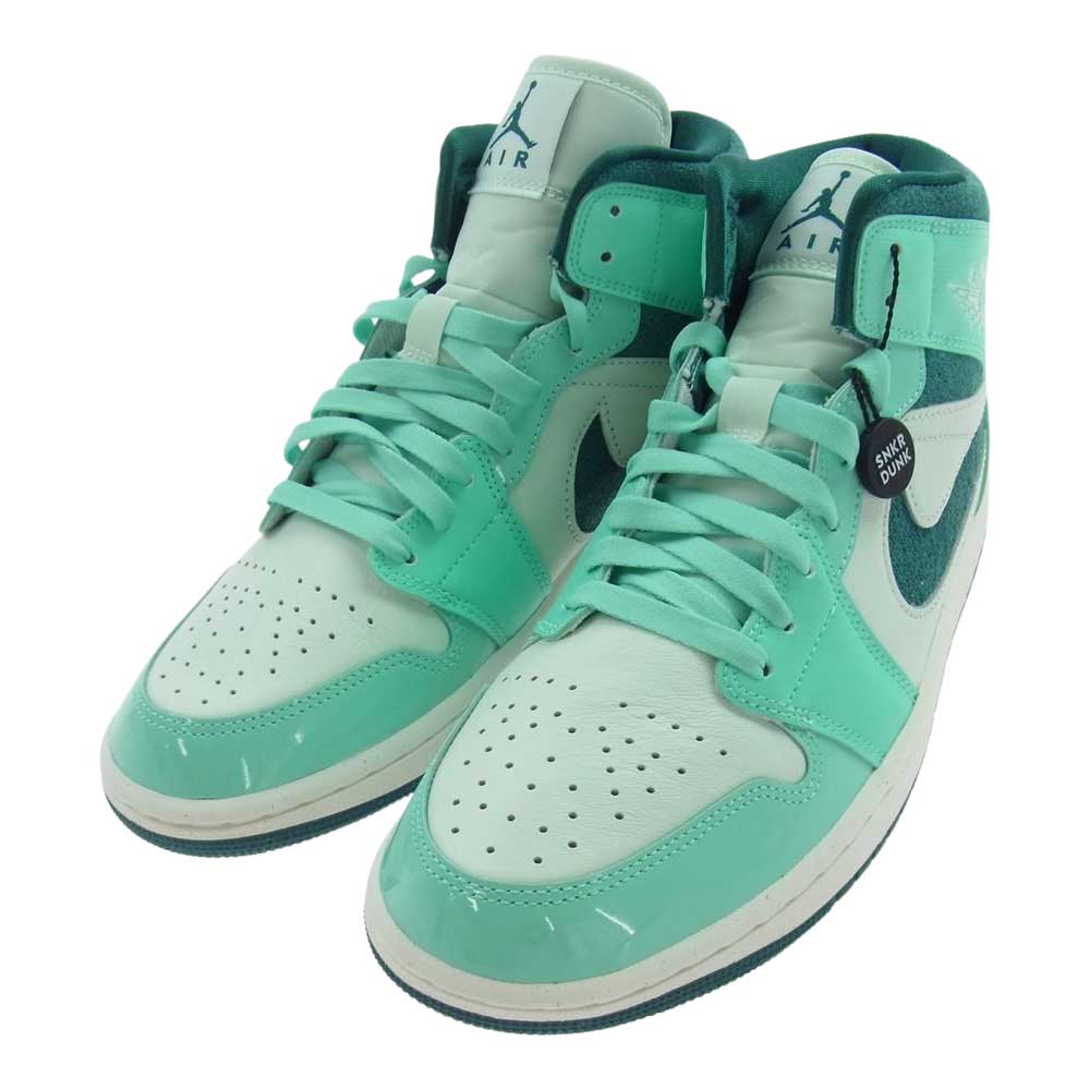 NIKE AIR JORDAN ナイキ ジョーダン DZ3745-300 WMNS Air Jordan 1 Mid SE Bleached Turquoise ウィメンズ ミッド SE ブリーチドターコイズ ハイカットスニーカー ライトグリーン系 26.5cm【極上美品】【中古】