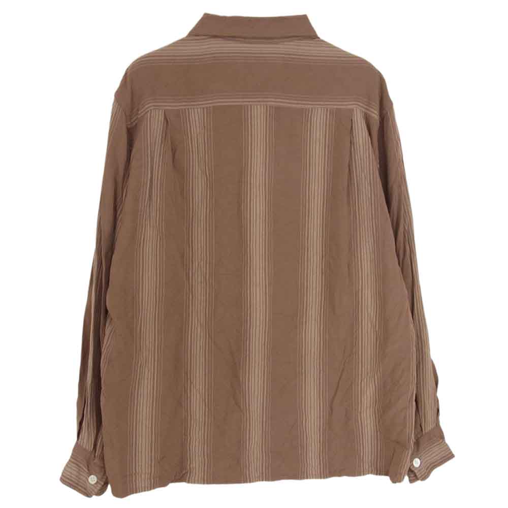 WACKO MARIA ワコマリア 22AW 22FW-WMS-OC01 STRIPED OPEN COLLAR SHIRT L/S ストライプ オープンカラー 長袖 レーヨン シャツ ブラウン系【中古】