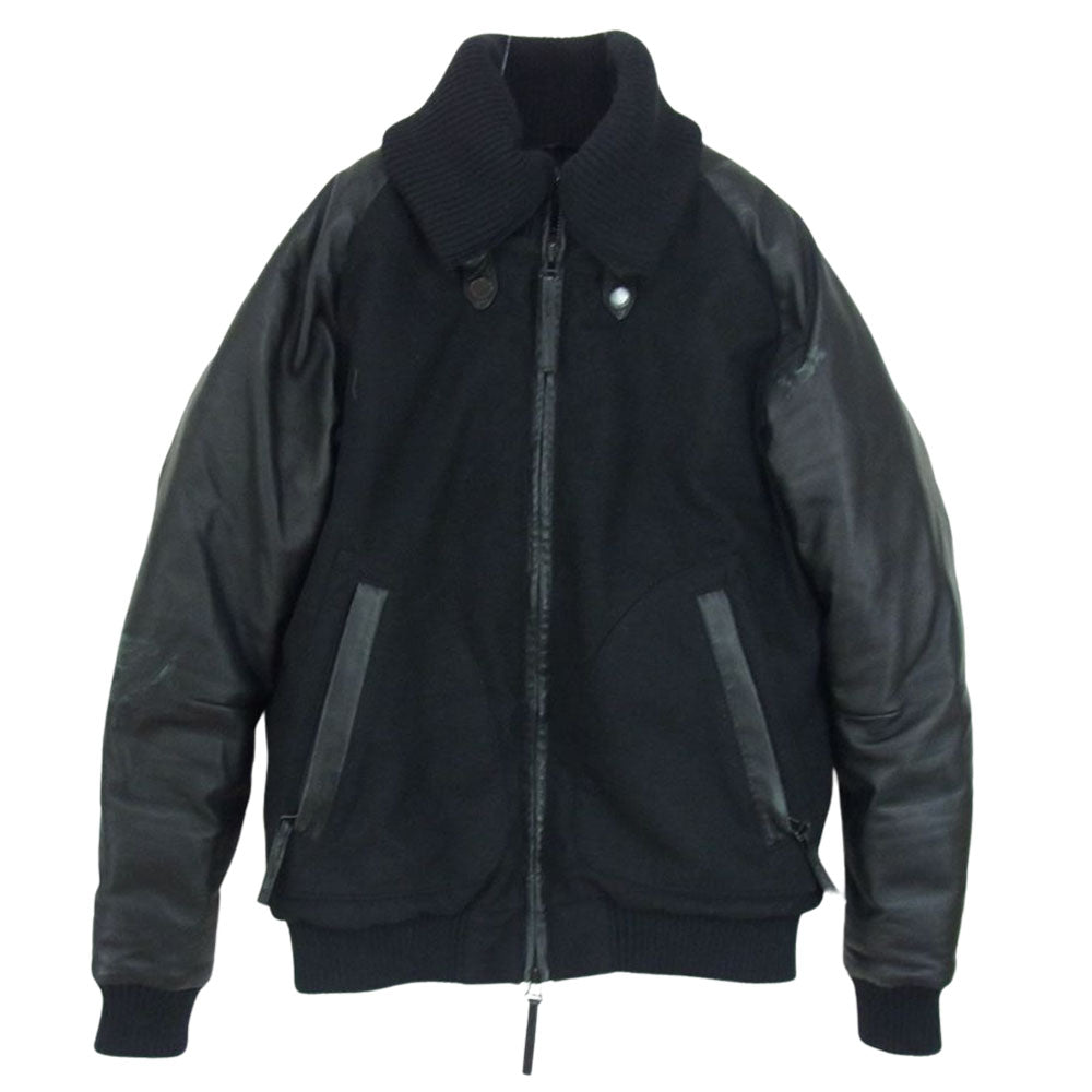 DUVETICA デュベティカ 国内正規品 POLINICE ポリニーチェ ドンキーカラー 袖レザー切替 スタジャン スタジアム ダウンジャケット  ブラック系 L【中古】