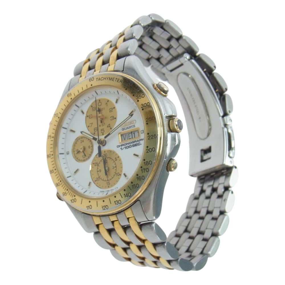 SEIKO セイコー 7T59-7A10 クロノグラフ デイデイト クォーツ 時計 ウォッチ シルバー系 ゴールド系【中古】