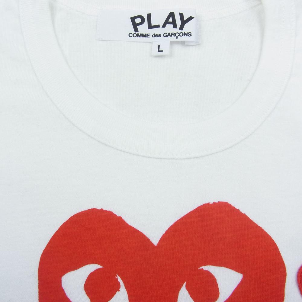 PLAY COMME des GARCONS プレイコムデギャルソン AZ-T091 ハートプリント ハートワッペン Tシャツ カットソー ホワイト系 L【極上美品】【中古】
