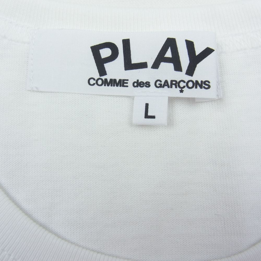 PLAY COMME des GARCONS プレイコムデギャルソン AZ-T091 ハートプリント ハートワッペン Tシャツ カットソー ホワイト系 L【極上美品】【中古】