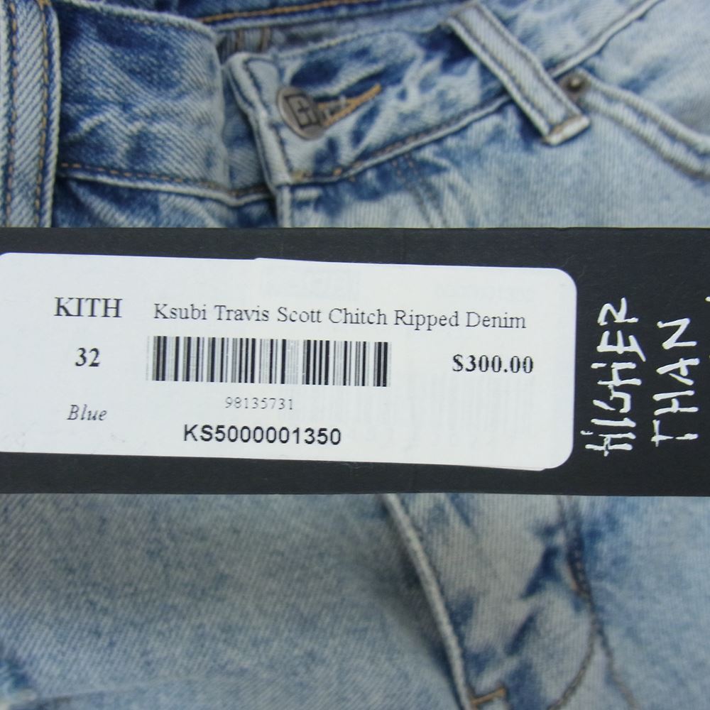 スビ KS5000001350 Kith Ksubi Travis Scott Chitch Denim トラヴィススコット ダメージ加工 デニム インディゴブルー系 32【極上美品】【中古】