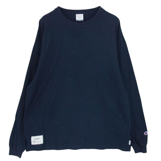 WTAPS ダブルタップス 21SS  C8-T410 × Champion チャンピオン ロングスリーブ カットソー Tシャツ 長袖 ネイビー系 M【中古】