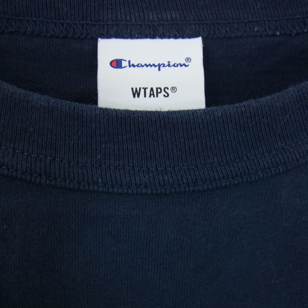 WTAPS ダブルタップス 21SS  C8-T410 × Champion チャンピオン ロングスリーブ カットソー Tシャツ 長袖 ネイビー系 M【中古】