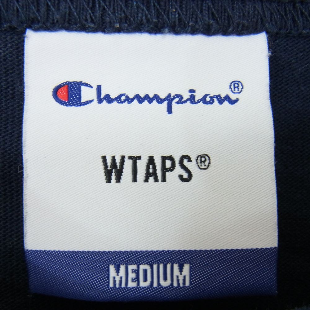 WTAPS ダブルタップス 21SS  C8-T410 × Champion チャンピオン ロングスリーブ カットソー Tシャツ 長袖 ネイビー系 M【中古】