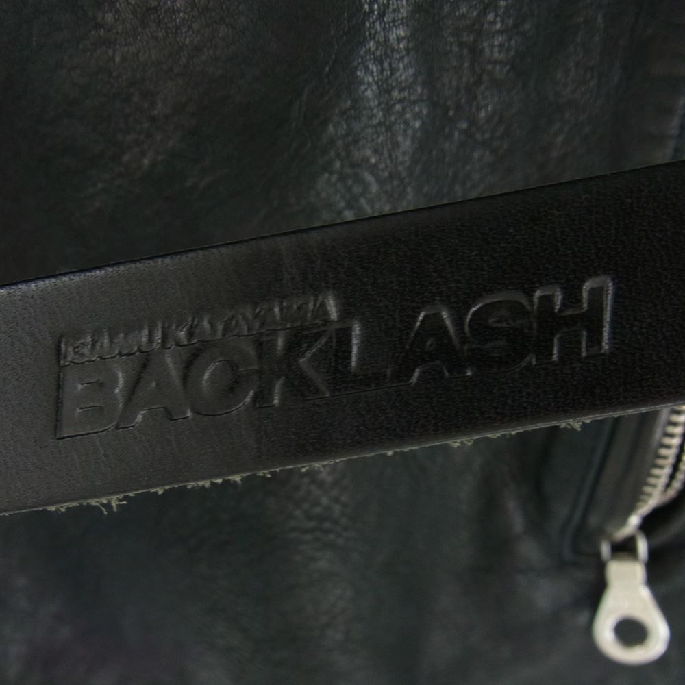 ISAMUKATAYAMA BACKLASH イサムカタヤマバックラッシュ 1254-01 イタリアンダブルショルダー製品染め レザー シングルライダース ジャケット ブラック系 M【美品】【中古】