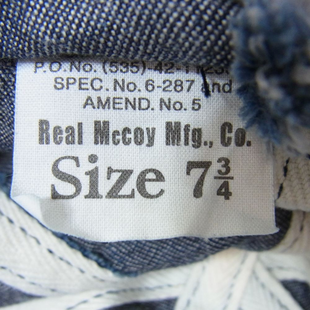 The REAL McCOY'S ザリアルマッコイズ MA16001 TYPE A-3 CAP コットン キャップ デニム インディゴブルー系 7 3/4【中古】
