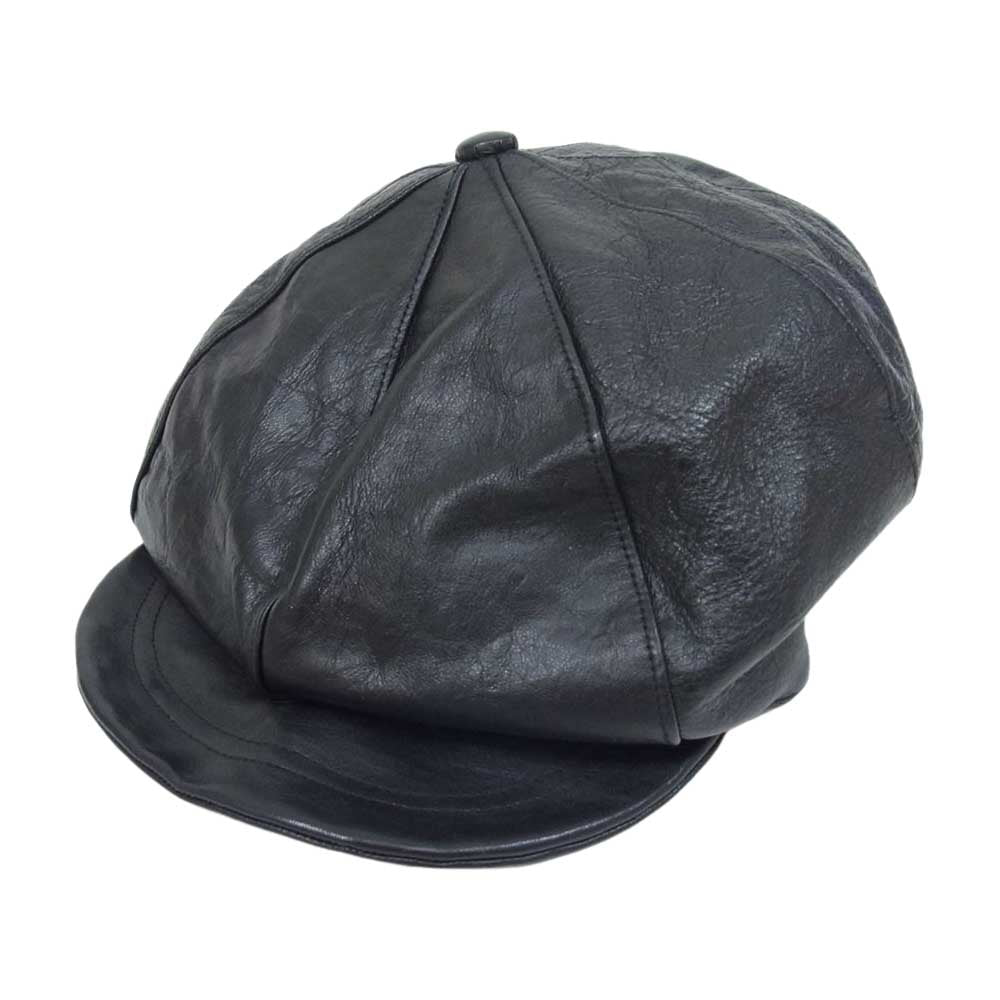 The REAL McCOY'S ザリアルマッコイズ MA20013 HORSEHIDE NEWS BOY CAP ホースハイド ニュースボーイ レザー キャップ キャスケット 帽子 ブラック系 7 3/4【中古】