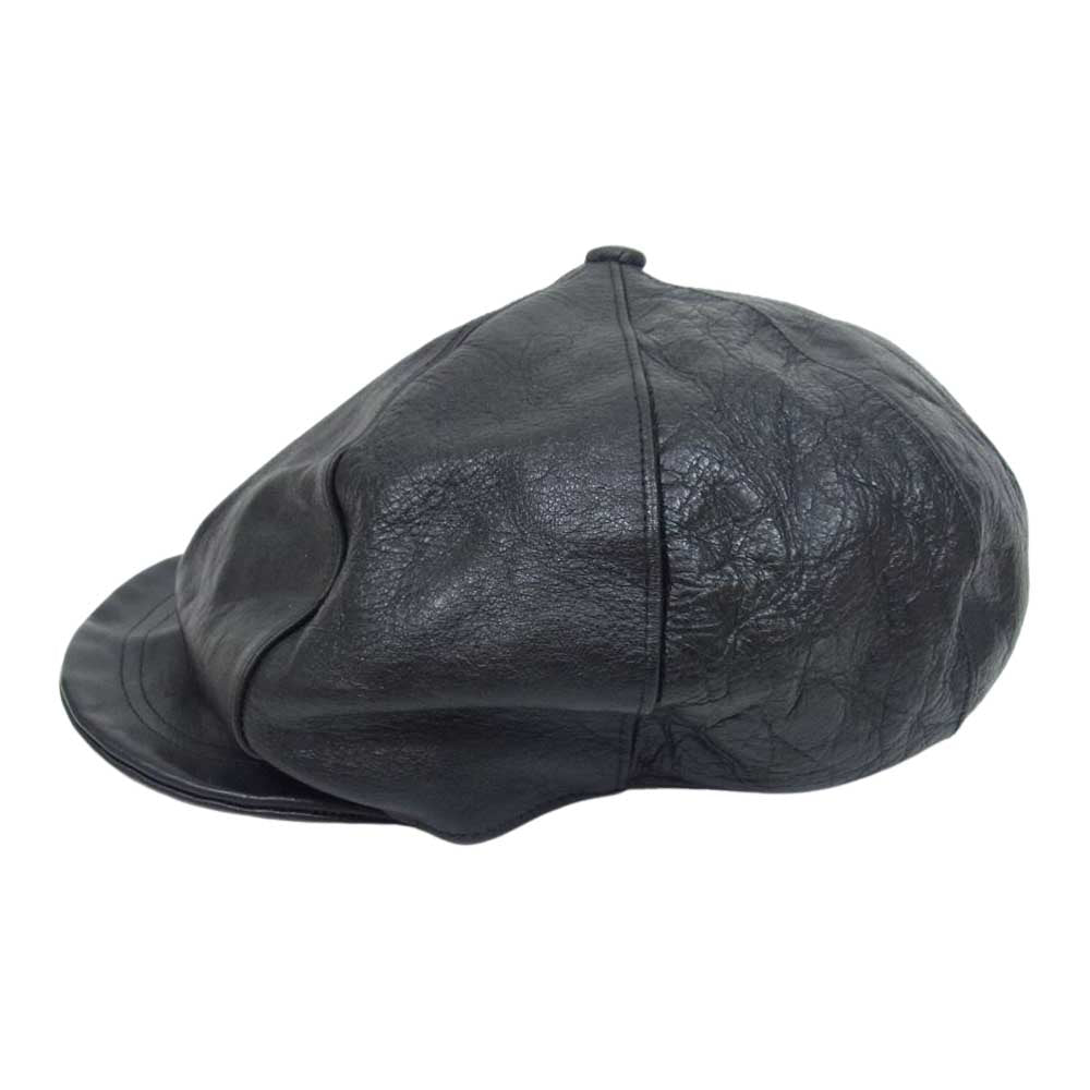 The REAL McCOY'S ザリアルマッコイズ MA20013 HORSEHIDE NEWS BOY CAP ホースハイド ニュースボーイ レザー キャップ キャスケット 帽子 ブラック系 7 3/4【中古】