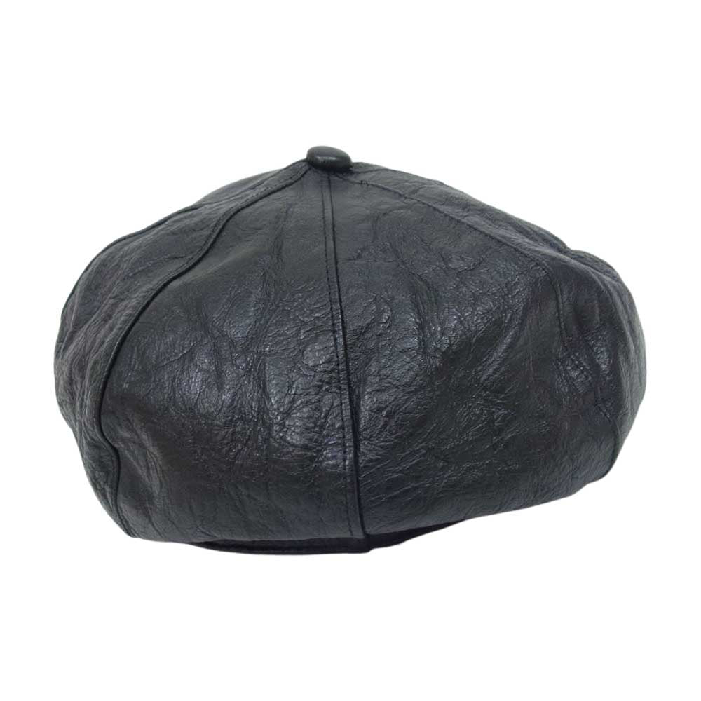 The REAL McCOY'S ザリアルマッコイズ MA20013 HORSEHIDE NEWS BOY CAP ホースハイド ニュースボーイ レザー キャップ キャスケット 帽子 ブラック系 7 3/4【中古】