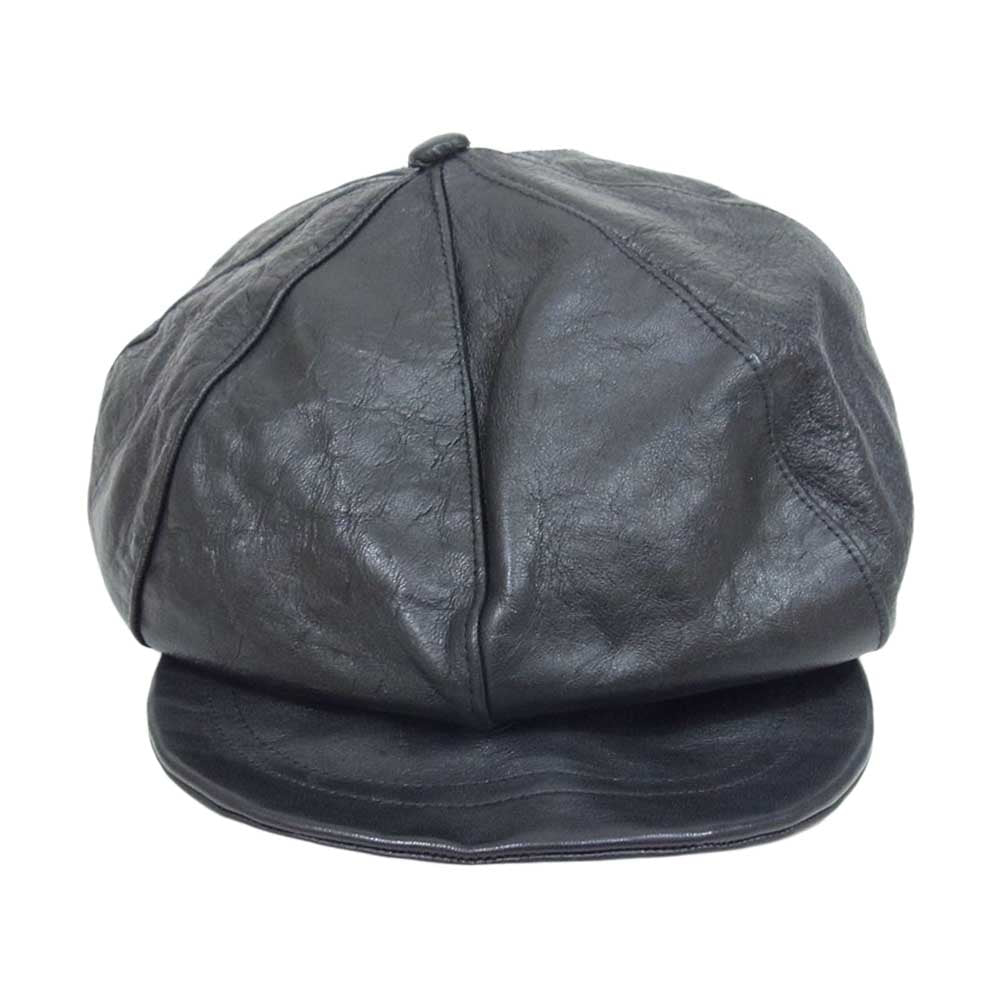 The REAL McCOY'S ザリアルマッコイズ MA20013 HORSEHIDE NEWS BOY CAP ホースハイド ニュースボーイ レザー キャップ キャスケット 帽子 ブラック系 7 3/4【中古】