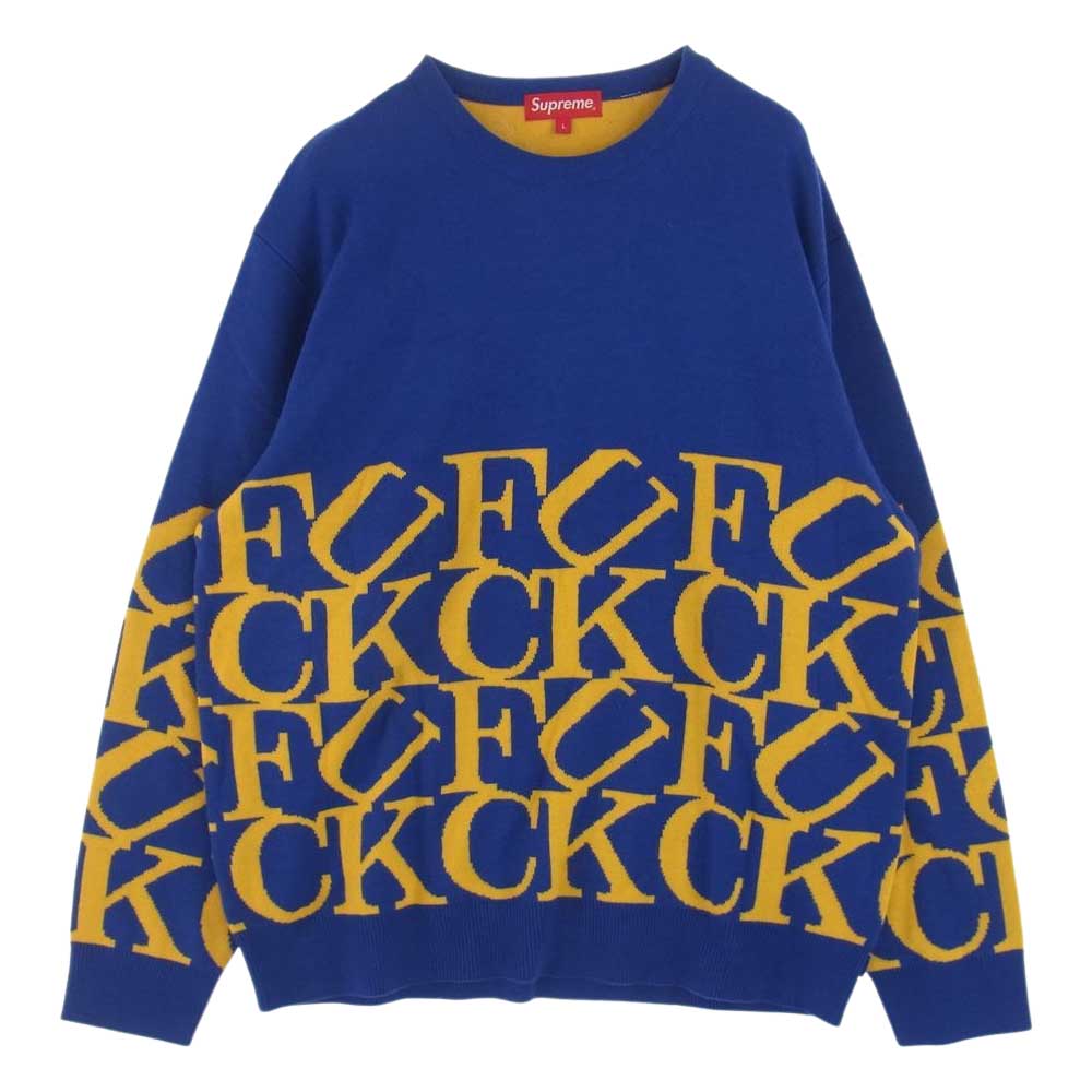 Supreme シュプリーム 20AW Fuck Sweater ファック セーター クルーネック ニット ブルー系 イエロー系 L【中古】