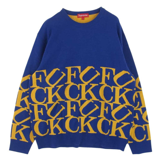 Supreme シュプリーム 20AW Fuck Sweater ファック セーター クルーネック ニット ブルー系 イエロー系 L【中古】