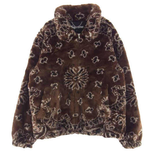 Supreme シュプリーム 21SS Bandana Faux Fur Bomber Jacket バンダナ フェイクファー ボンバー ジャケット 総柄ファー ブルゾン ブラウン系【中古】