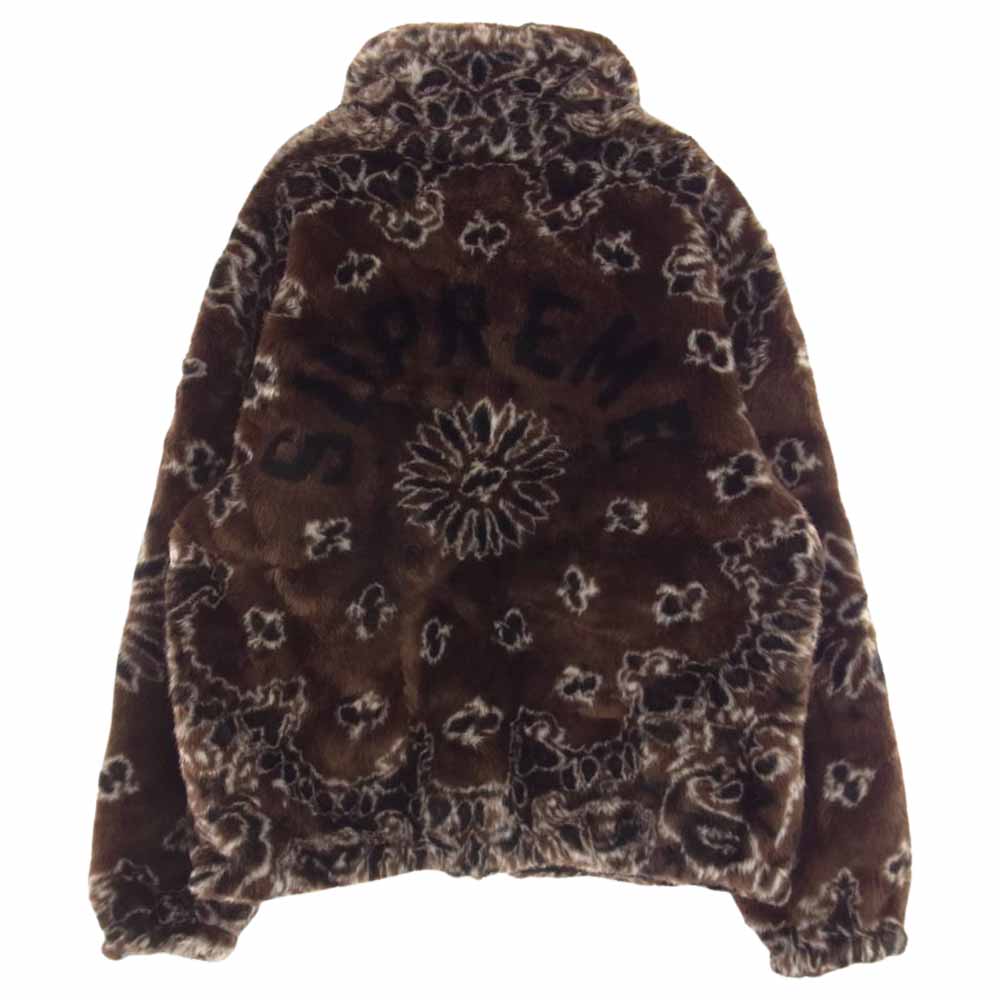 Supreme シュプリーム 21SS Bandana Faux Fur Bomber Jacket バンダナ フェイクファー ボンバー ジャケット 総柄ファー ブルゾン ブラウン系【中古】