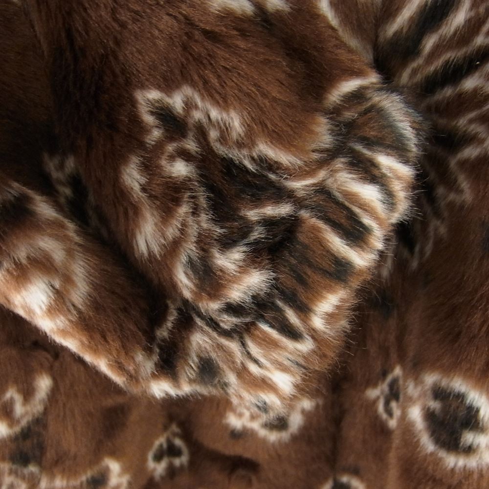 Supreme シュプリーム 21SS Bandana Faux Fur Bomber Jacket バンダナ フェイクファー ボンバー ジャケット 総柄ファー ブルゾン ブラウン系【中古】