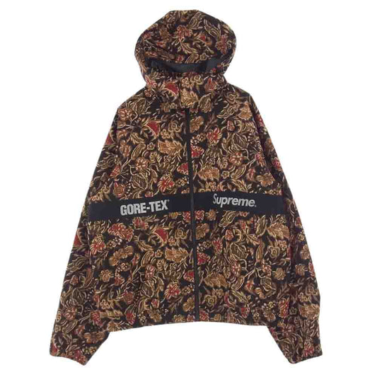 Supreme シュプリーム 18AW GORE-TEX Court Flower Print ゴアテックス 花柄 コートジャケット ジップアップ ブルゾン 総柄 ジャケット ブラック系 ブラウン系 マルチカラー L【中古】