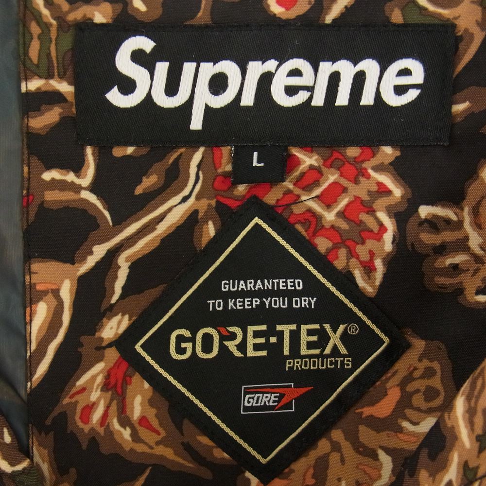 Supreme シュプリーム 18AW GORE-TEX Court Flower Print ゴアテックス 花柄 コートジャケット ジップアップ ブルゾン 総柄 ジャケット ブラック系 ブラウン系 マルチカラー L【中古】