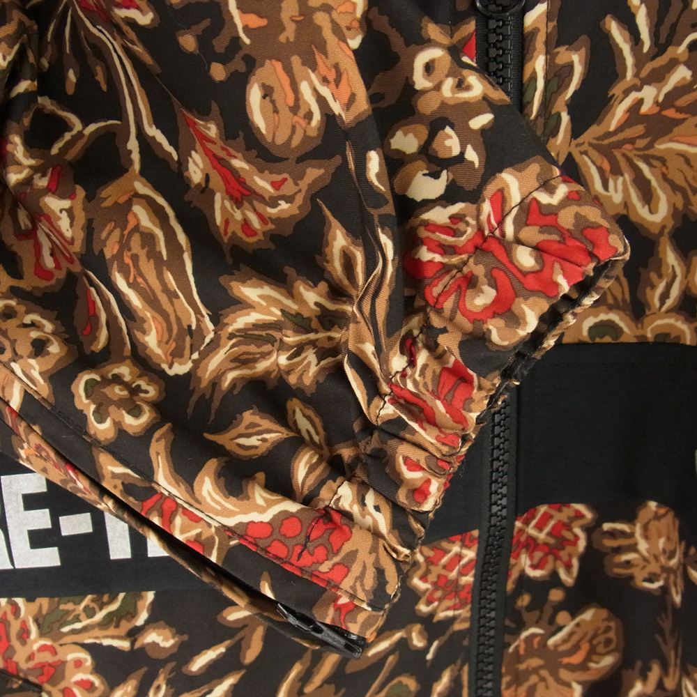 Supreme シュプリーム 18AW GORE-TEX Court Flower Print ゴアテックス 花柄 コートジャケット ジップアップ ブルゾン 総柄 ジャケット ブラック系 ブラウン系 マルチカラー L【中古】