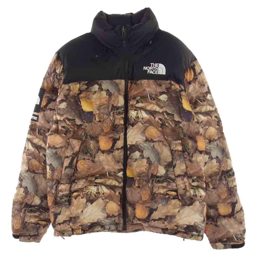 Supreme シュプリーム 16AW × THE NORTH FACE ノース フェイス Nuptse Jacket Leaves ヌプシ ジャケット リーブス 枯葉 ブラウン系 L【中古】