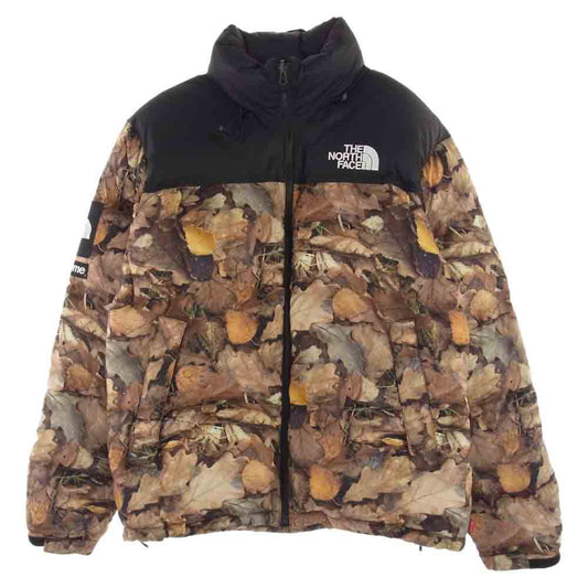 Supreme シュプリーム 16AW × THE NORTH FACE ノース フェイス Nuptse Jacket Leaves ヌプシ ジャケット リーブス 枯葉 ブラウン系 L【中古】