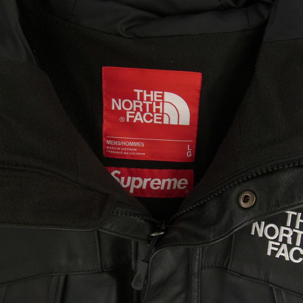 Supreme シュプリーム 18AW NP61807I The North Face Leather Mountain Parka ノースフェイス レザー マウンテン ジャケット ブラック系 L【中古】