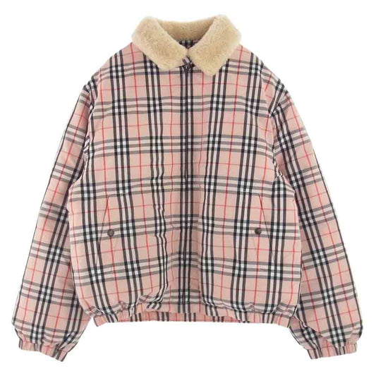 Supreme シュプリーム 22SS × Burberry Shearling Collar Down Puffer Jacket バーバリー シャーリングカラー パフィーダウンジャケット ピンク系 L【中古】