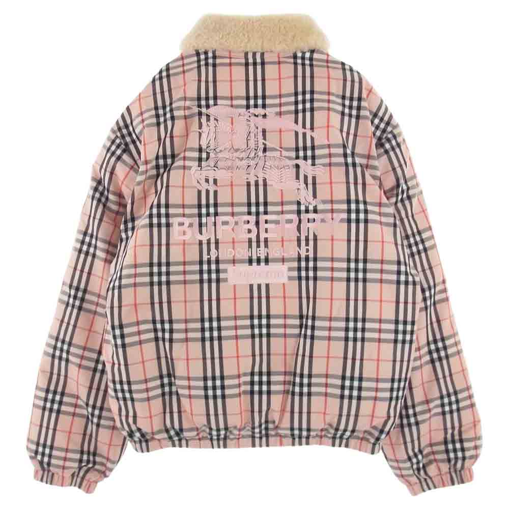 Supreme シュプリーム 22SS × Burberry Shearling Collar Down Puffer Jacket バーバリー シャーリングカラー パフィーダウンジャケット ピンク系 L【中古】