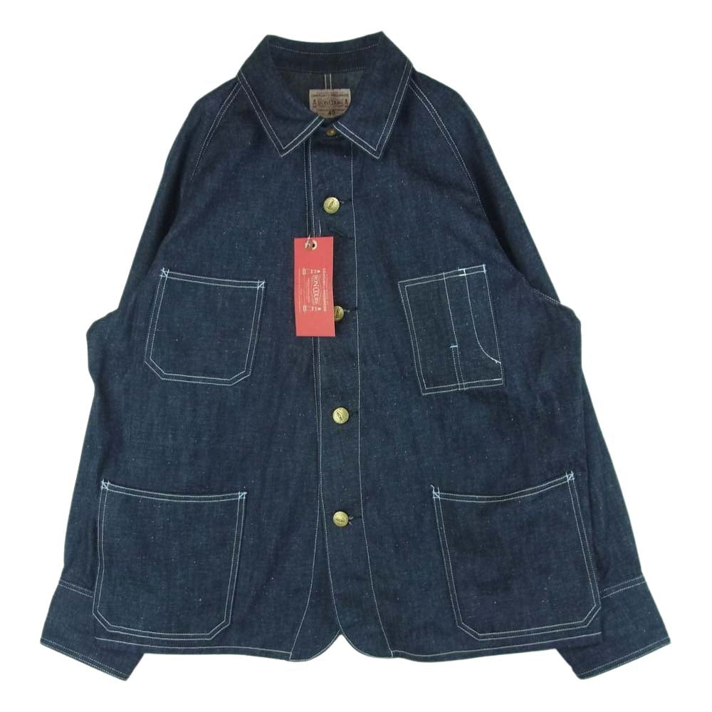 BONCOURA ボンクラ インディゴ リジット デニム カバーオール ジャケット インディゴブルー系 40【新古品】【未使用】【中古】