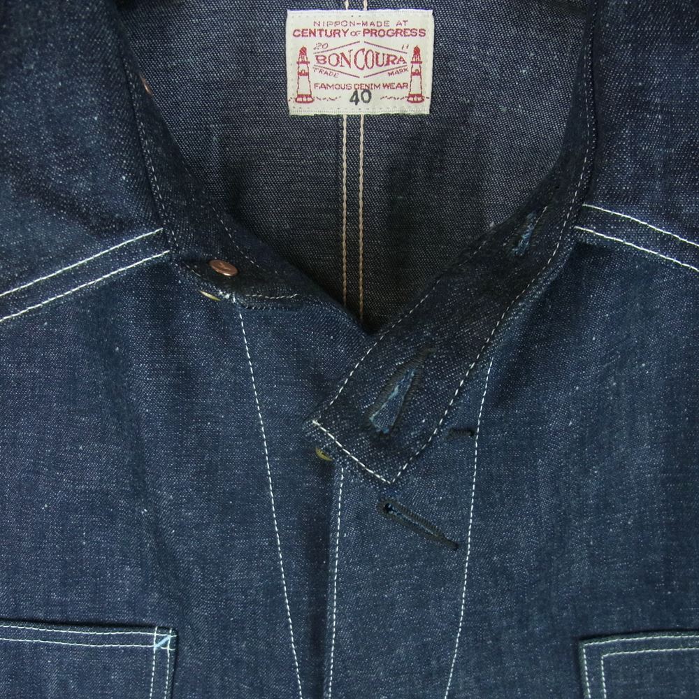 BONCOURA ボンクラ インディゴ リジット デニム カバーオール ジャケット インディゴブルー系 40【新古品】【未使用】【中古】