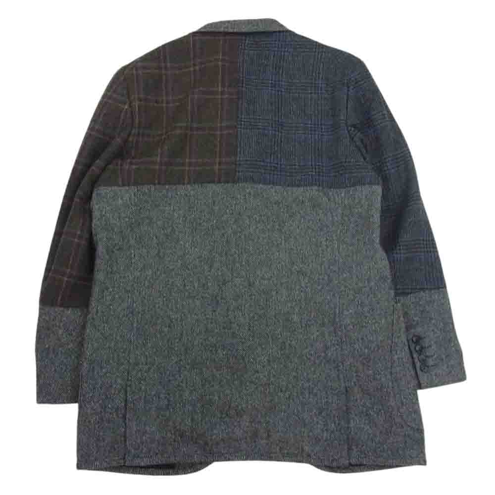 COMME des GARCONS HOMME DEUX コムデギャルソンオムドゥ AD2021 DH-J042 WOOL TWEED PATCHWORK ウール ツイード パッチワーク ジャケット グレー系 L【美品】【中古】