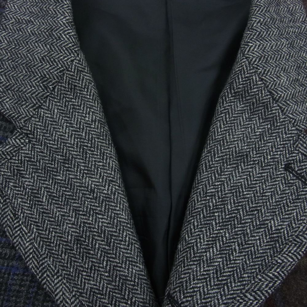 COMME des GARCONS HOMME DEUX コムデギャルソンオムドゥ AD2021 DH-J042 WOOL TWEED PATCHWORK ウール ツイード パッチワーク ジャケット グレー系 L【美品】【中古】