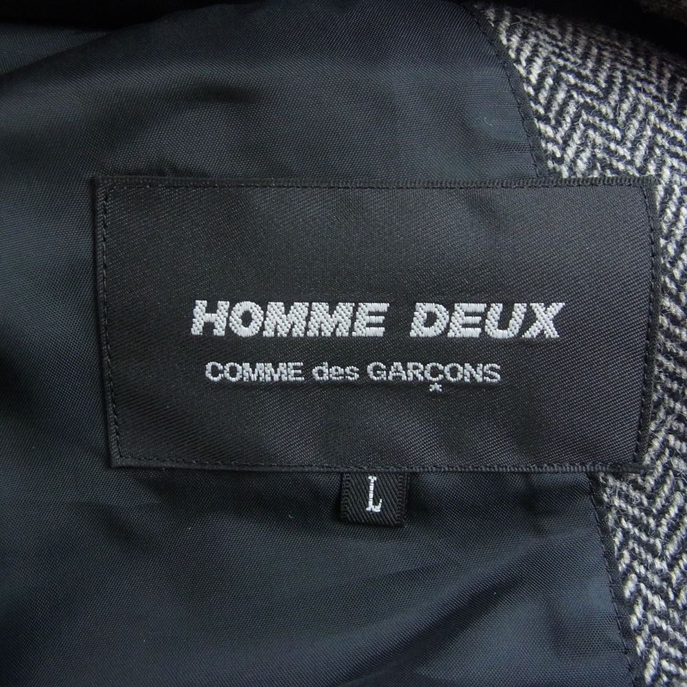 COMME des GARCONS HOMME DEUX コムデギャルソンオムドゥ AD2021 DH-J042 WOOL TWEED PATCHWORK ウール ツイード パッチワーク ジャケット グレー系 L【美品】【中古】