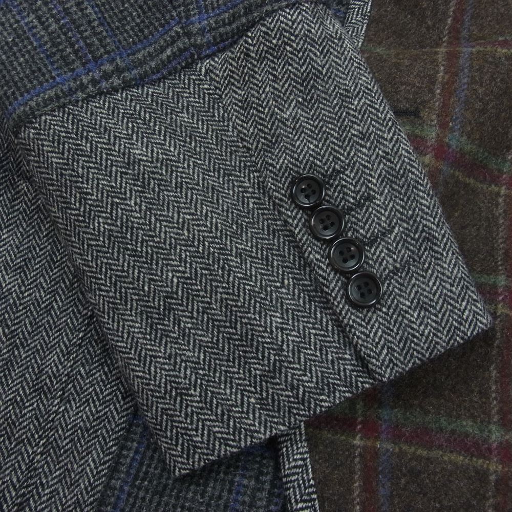 COMME des GARCONS HOMME DEUX コムデギャルソンオムドゥ AD2021 DH-J042 WOOL TWEED PATCHWORK ウール ツイード パッチワーク ジャケット グレー系 L【美品】【中古】