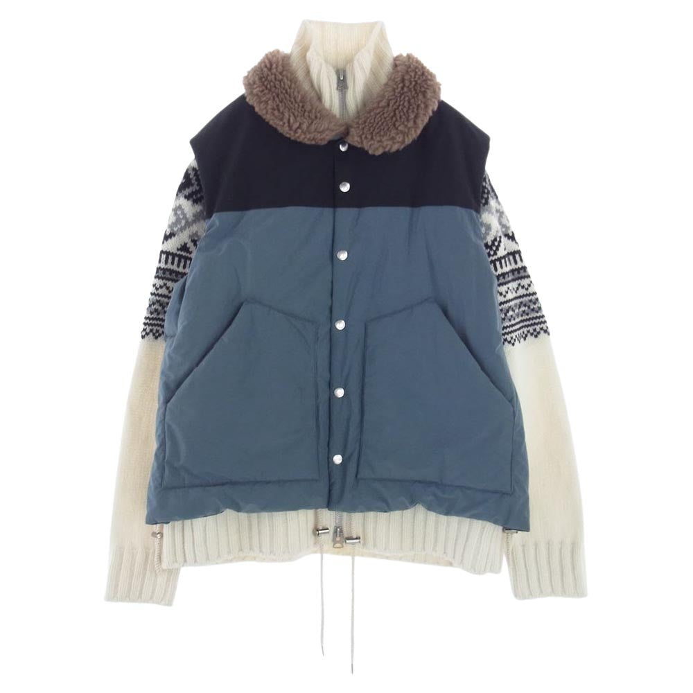 Sacai サカイ 22AW 22-02913M Padded  Geometric Knit Blouson パデッドベスト ドッキング ニット ジャケット 3【中古】