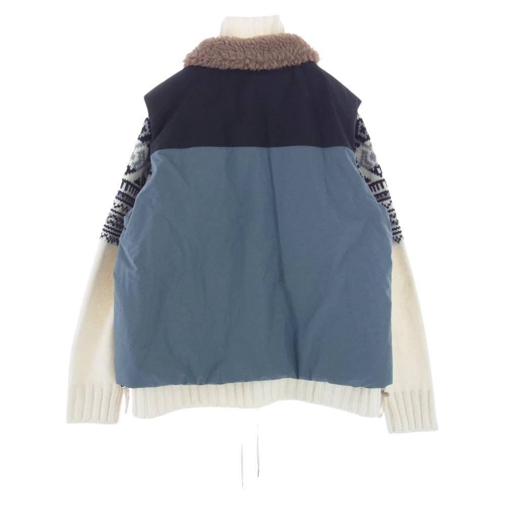 Sacai サカイ 22AW 22-02913M Padded  Geometric Knit Blouson パデッドベスト ドッキング ニット ジャケット 3【中古】