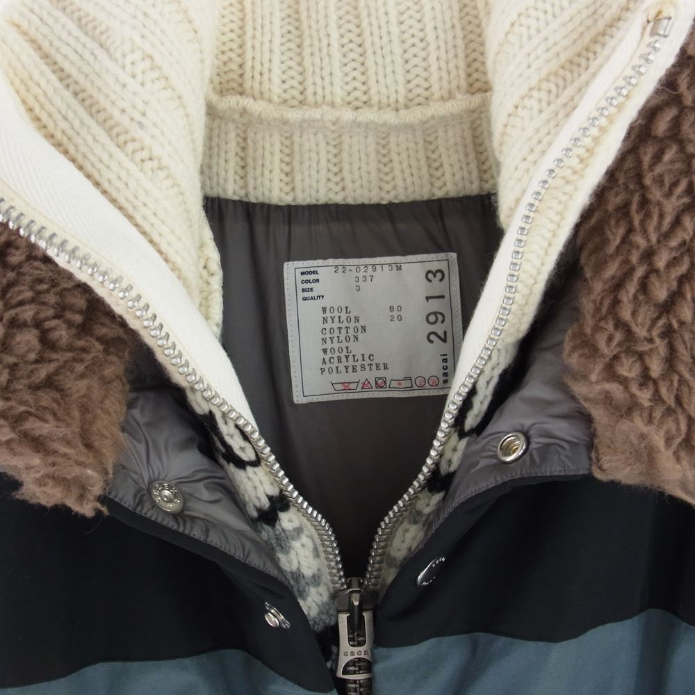 Sacai サカイ 22AW 22-02913M Padded Geometric Knit Blouson パ