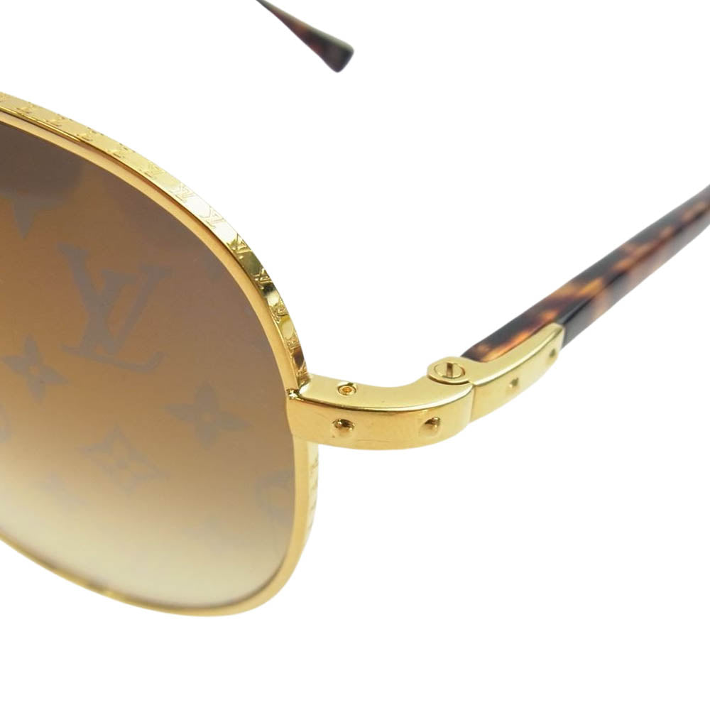 LOUIS VUITTON ルイ・ヴィトン Z0164U コンスピラシオン パイロット サングラス 眼鏡 ゴールド系 ブラウン系 58□15【中古】
