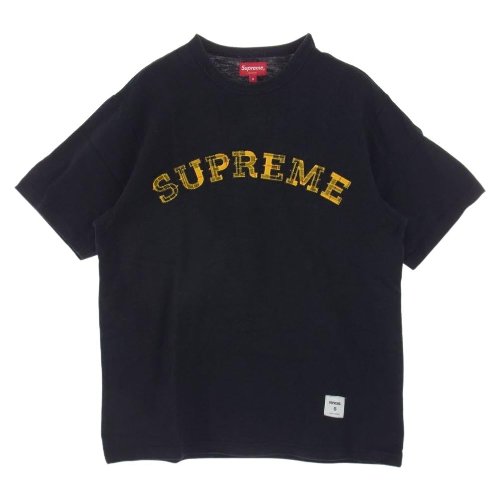Supreme シュプリーム 20AW Plaid Applique S/S Top プレイド アップリケ ロゴ 半袖 トップス Tシャツ ブラック系 S【中古】