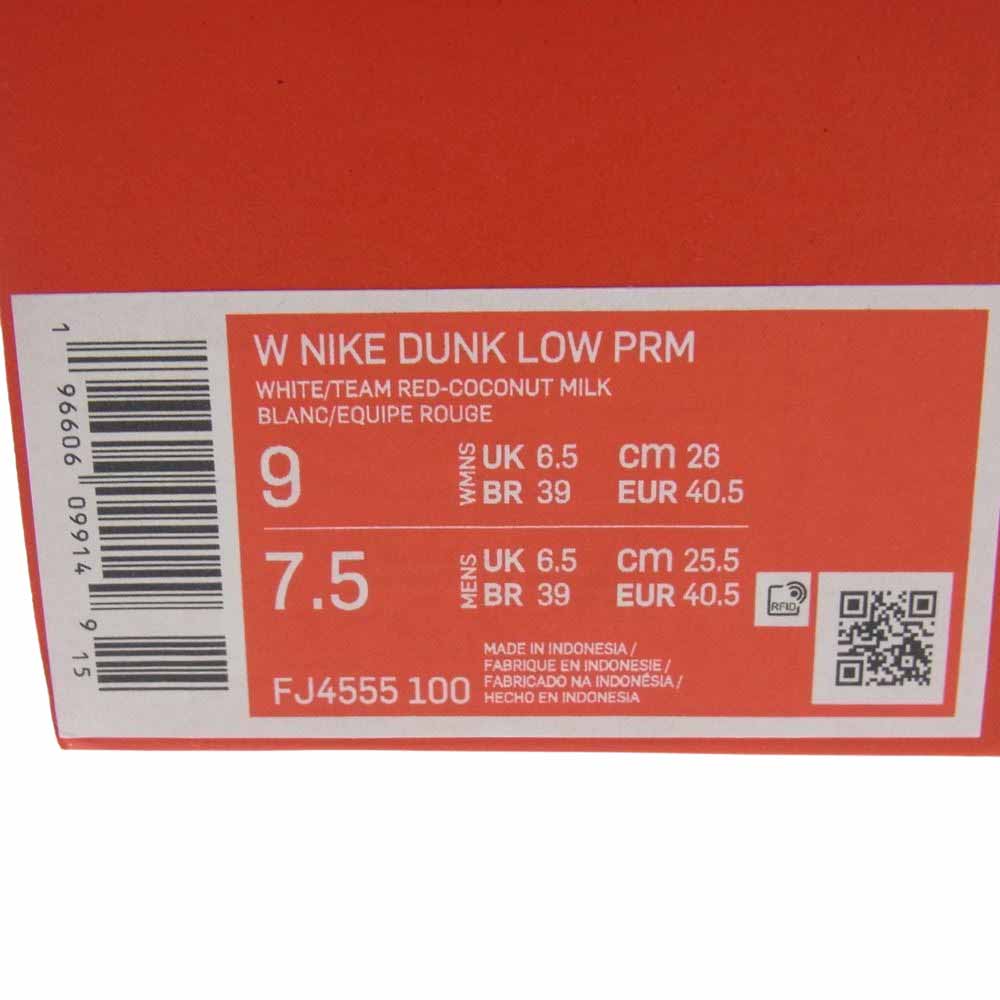 NIKE ナイキ FJ4555-100 WMNS Dunk Low PRM Team Red and White ダンク ロー プレミアム チームレッド ホワイト レッド系 ホワイト系 26cm【中古】