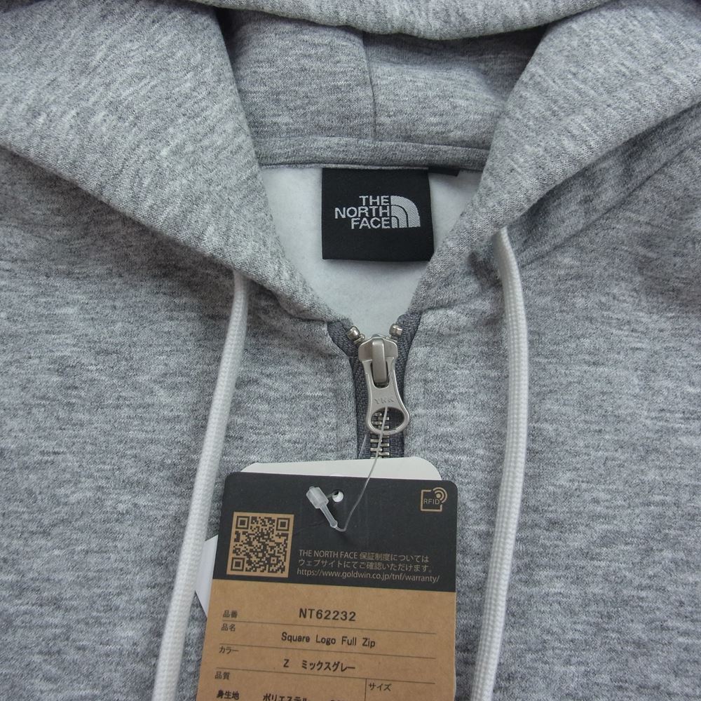 THE NORTH FACE ノースフェイス NT62232 SQUARE LOGO FULLZIP スクエアロゴ フルジップ フーディー スウェットパーカー グレー系 XL【新古品】【未使用】【中古】