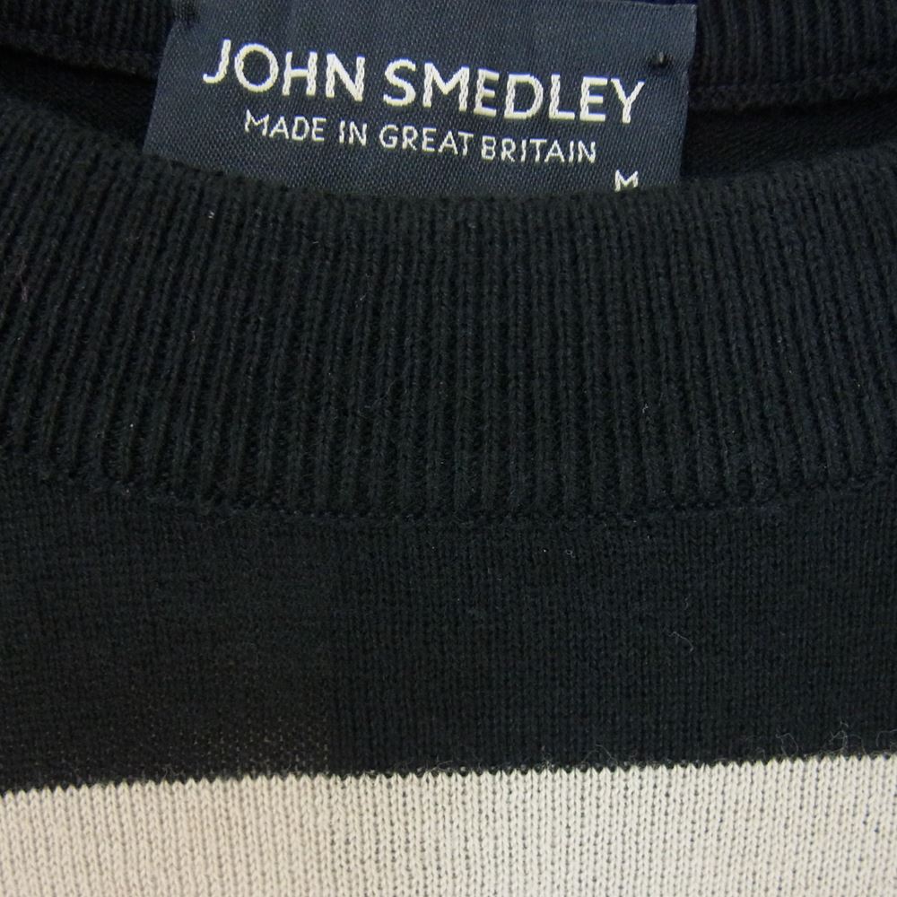 JOHN SMEDLEY ジョンスメドレー コットン ボーダー 半袖 ニット Tシャツ ブラック系 M【中古】