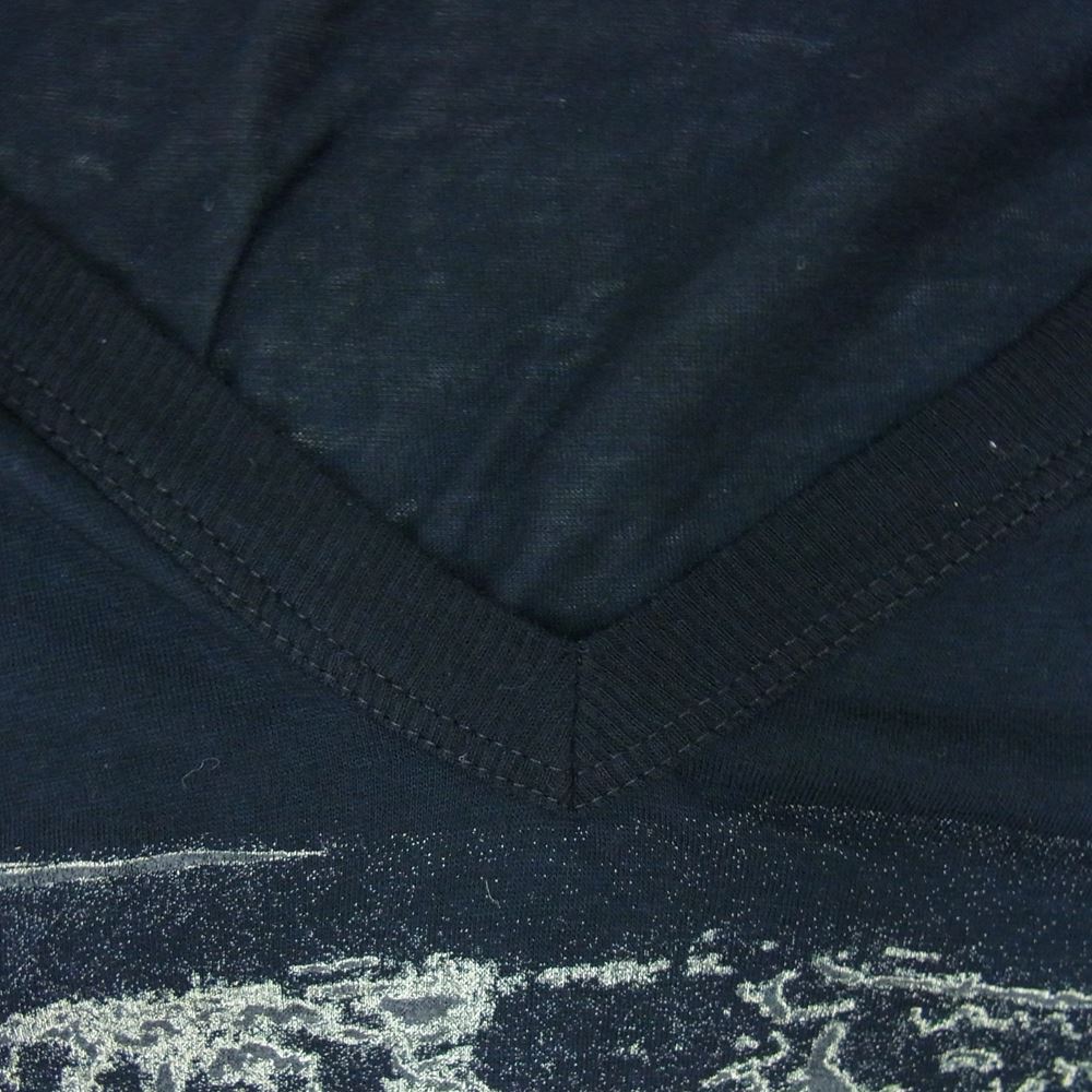 ANN DEMEULEMEESTER アンドゥムルメステール プリント Vネック 半袖 Ｔシャツ ブラック系 XS【中古】